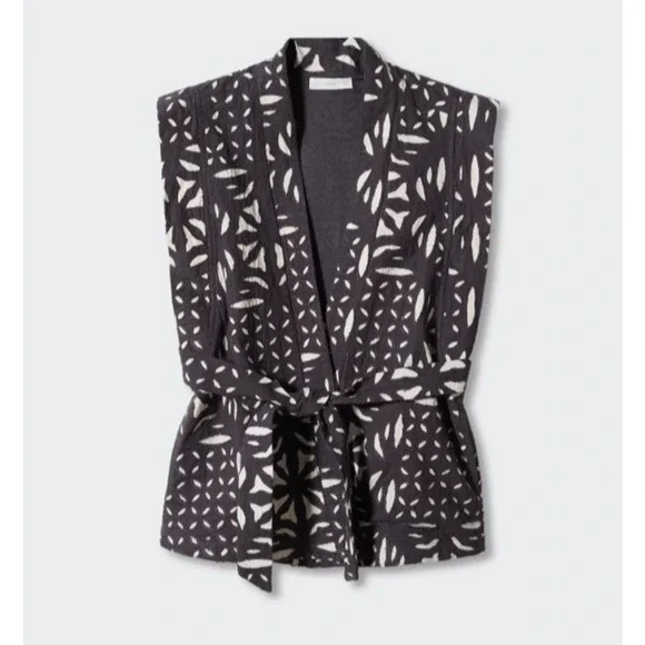 MANGO Embroidered Gilet Vest Womens S Lagenlook Handmade Layer Scandi Girl NEW - Picture 5 of 16